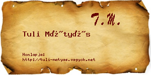 Tuli Mátyás névjegykártya
